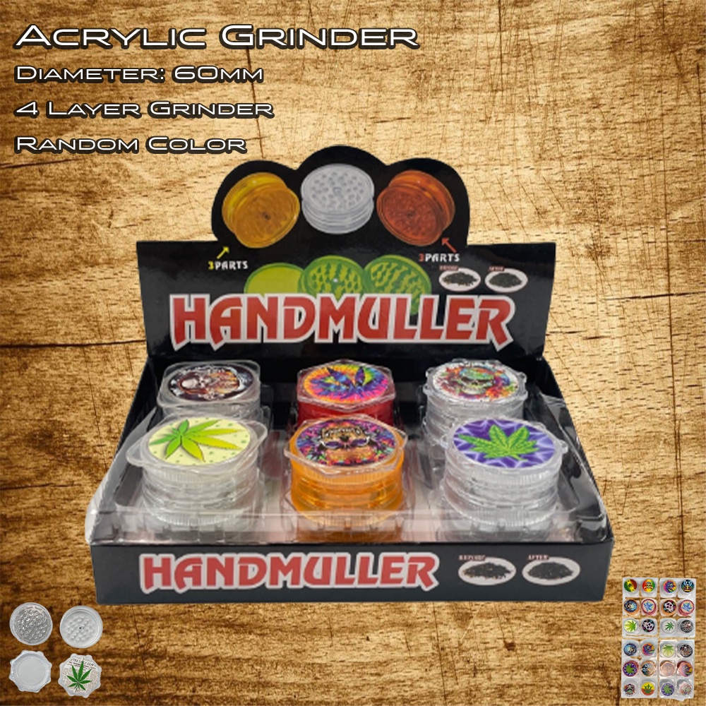 Acrylic Random MJ Grinder 60mm 4 Layers ที่บด ขนาด 60mm 4 ชั้น ลายใบ MJ ...