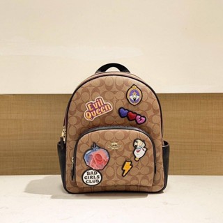 Coach Disney X Coach Court Backpack In Signature Canvas With Patches