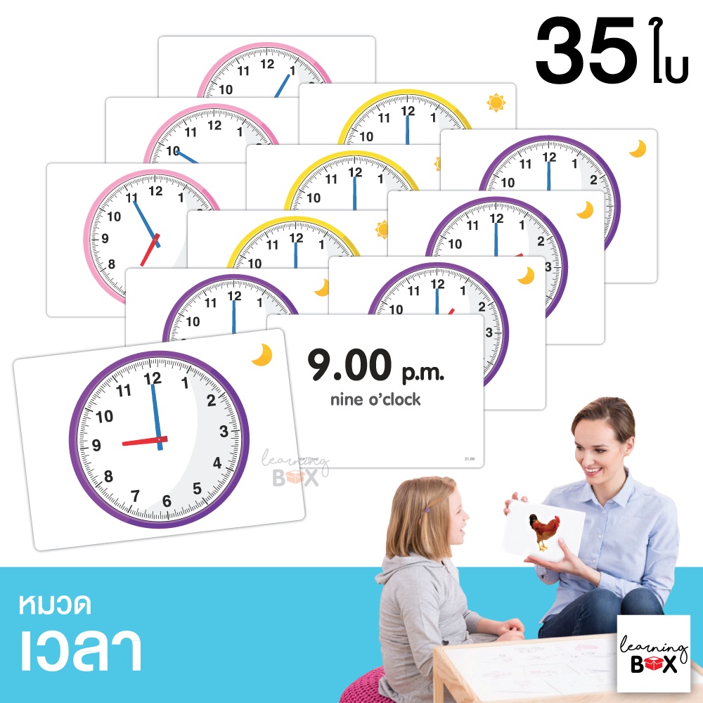flashcard แฟลชการ์ด บัตรคำศัพท์ใหญ่ [ หมวดเวลา Time ]