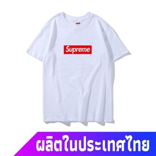เสื้อ  สุพรีมเสื้อยืดแขนสั้น SUPREMESUPREME แขนสั้นไทด์แบรนด์ Supreme Box Tee แขนสั้นผู้ชายและผู้หญิงคู่เสื้อยืดฤดูร้อน