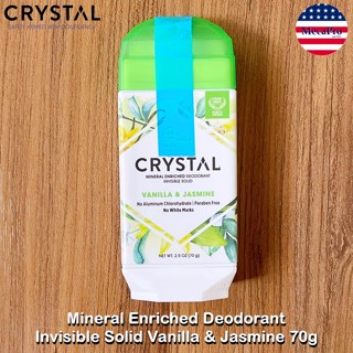 Crystal® Mineral Enriched Deodorant Invisible Solid Vanilla &amp; Jasmine 70g ผลิตภัณฑ์เพื่อผิวใต้วงแขน ระงับกลิ่นกาย