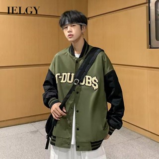 Ielgy เสื้อแจ็กเก็ตลําลอง บล็อกสี ทรงหลวม สําหรับผู้ชาย