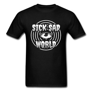 เสื้อยืด ผ้าฝ้าย พิมพ์ลาย Sick Sad World Rebel Man สีดํา สไตล์ฮิปฮอป สําหรับผู้ชาย