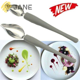 JANE High Quality Valon Sauce Spoon Dessert Spoon Art Pencil Draw Design Chef Decoration Spoon New Dessert Decor Stainless Steel Painting Pencil Spoon Kitchen Tools Sauce Painting Kitchen Nozzle Spoon