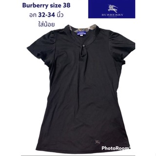 แท้100% BURBERRY BLUE LABEL เสื้อสีดำคอจีน ใส่น้อย