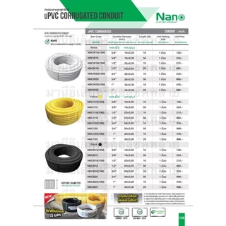 Nano ท่อลูกฟูก สีเหลือง ขนาด 3/8 " 1/2" 3/4" ม้วน 50 m ท่อย่น ท่ออ่อน