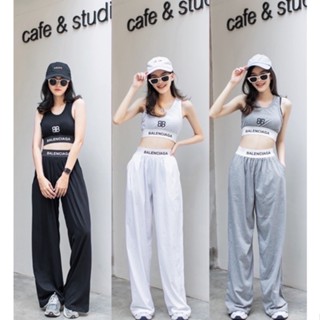 Balenciaga Sport Set  Set เสื้อกล้ามครอปทรงสปอร์ต เข้าชุดกับกางเกงขายาวทรงปล่อย