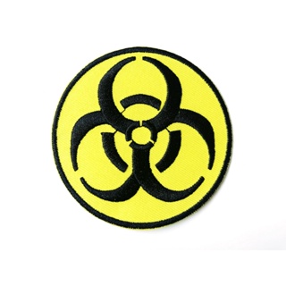 ตัวรีดติดเสื้อ สัญลักษณ์ เตือน Biohazard Symbol Sign Danger อันตราย ตัวรีด (Size M) อาร์มรีด อาร์มรีดติดเสื้อ