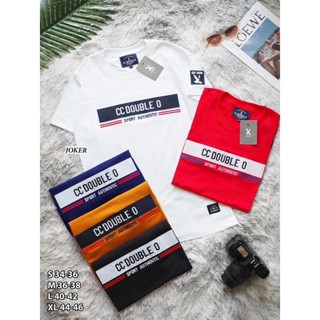 🔥มาแรง🔥เสื้อยืดแขนสั้นคอกลมปักแถบ Cc double O 🏷️ พร้อมส่ง 📮