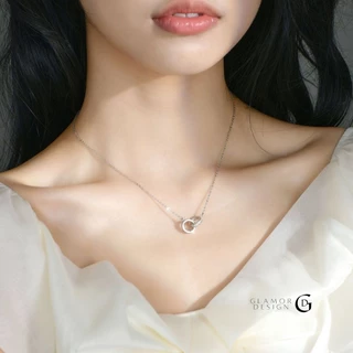 GLAMOR✨สร้อยคอเงินแท้ Double Ring รักเธอ รักกัน สร้อยเงิน สร้อคอแฟชั่น สร้อยคอผู้หญิง สร้อยคอเกาหลี
