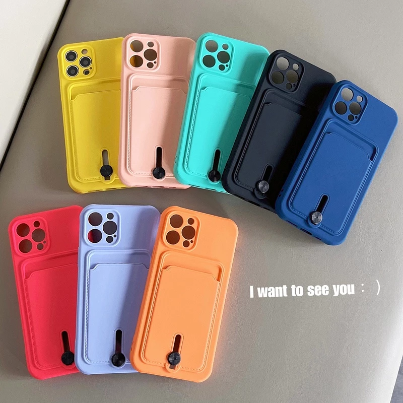 ช่องใส่การ์ดซิลิโคนเคสโทรศัพท์สําหรับiPhone 17 16 15 14 13 12 11 Pro Max XS XR X 8 15 Plus + SE 2020 ฝาครอบโทรศัพท์กันกระแทกสีลูกกวาดพร้อมCaremaฝาครอบป้องกัน
