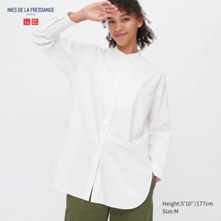 เสื้อคลุม ผ้าออกซ์ฟอร์ด คอปกตั้ง UNIQLO/INES DE LA Moslemange สําหรับผู้หญิง