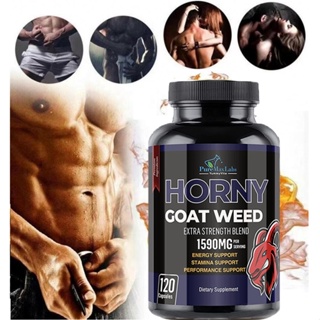 Horny Goat Weed Extra Strength - เพิ่มความปรารถนา, ประสิทธิภาพ, ความอดทน, พลังงาน, สูตรปลอดจีเอ็มโอ, 60/120 แคปซูล