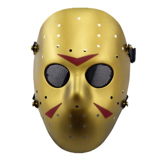 หน้ากาก Mask Friday The 13th วันศุกร์ที่ 13 Jason Voorhees เจสัน วอร์ฮีส์ C-6 สีทอง วัสดุ PC เกรด A สุดโหด Horror