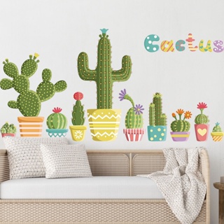 【Zooyoo】สติ๊กเกอร์ติดผนัง  green cactus wall stickers room decoration stickers