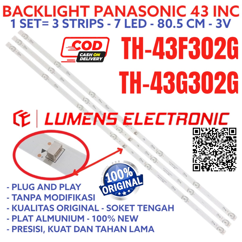 PANASONIC LED TV BACKLIGHT 43 INC TH 43F302 43G302 43F302G 43G302G BL 7K LAMP TH43F302G TH43G302G TH
