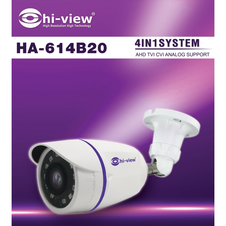 กล้องวงจรปิด Hiview รุ่น HA-614B20 ความคมชัด 2 ล้าน 4 ระบบ (AHD/TVI/CVI/CVBS)
