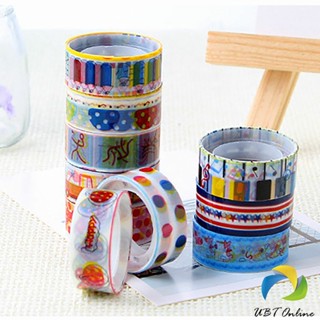 UBT ม้วนเทปลายการ์ตูน ตกแต่ง สมุดรายงาน สติ๊กเกอร์ สติกเกอร์ วาชิเทป Cute Cartoon Tape