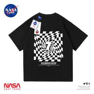 เสื้อยืดแขนสั้น พิมพ์ลายหมากรุก NASA ทรงหลวม แฟชั่นฤดูร้อน สําหรับผู้ชาย ผู้ชายและผู้หญิงคู่แขนสั้นสไตล์เดียวกัน_37