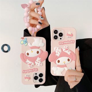 เคสโทรศัพท์มือถือ ลายการ์ตูนเมโลดี้ พร้อมสายคล้องมือ สําหรับ iphone 12 mini 14 pro max 13 mini i14 plus