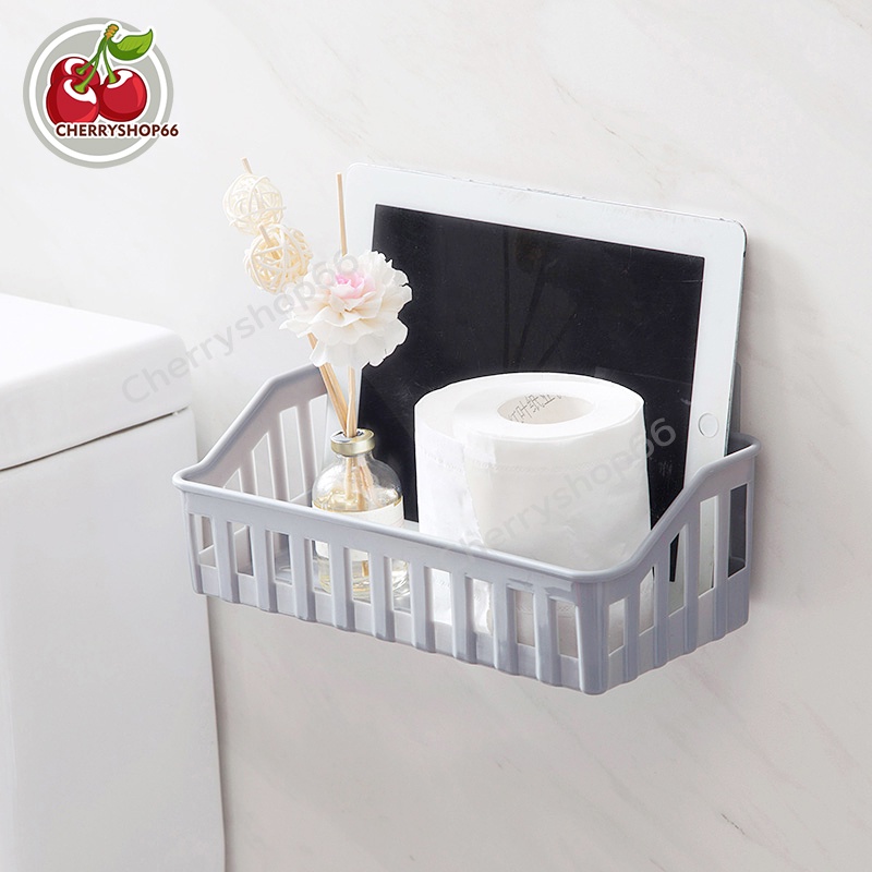 ชั้นวางของติดผนัง ตะกร้าวางของในห้องน้ำ ะกร้าวางของในห้องน้ำ ชั้นเก็บของ มัลติฟังก์ชั่น ไม่ต้องเจาะผนัง - รูปที่ 2