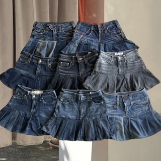 y2k mini skirt  | กระโปรงสั้น | ยีนจีบรอบ | ทรงเอ