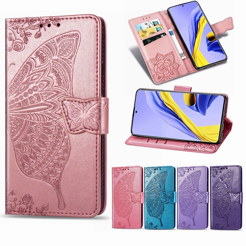 เคสโทรศัพท์หนัง แบบฝาพับ ลายผีเสื้อนูน พร้อมช่องใส่บัตร สําหรับ VIVO Y53s Y72 Y52 Y70 V20 se V15 S1 