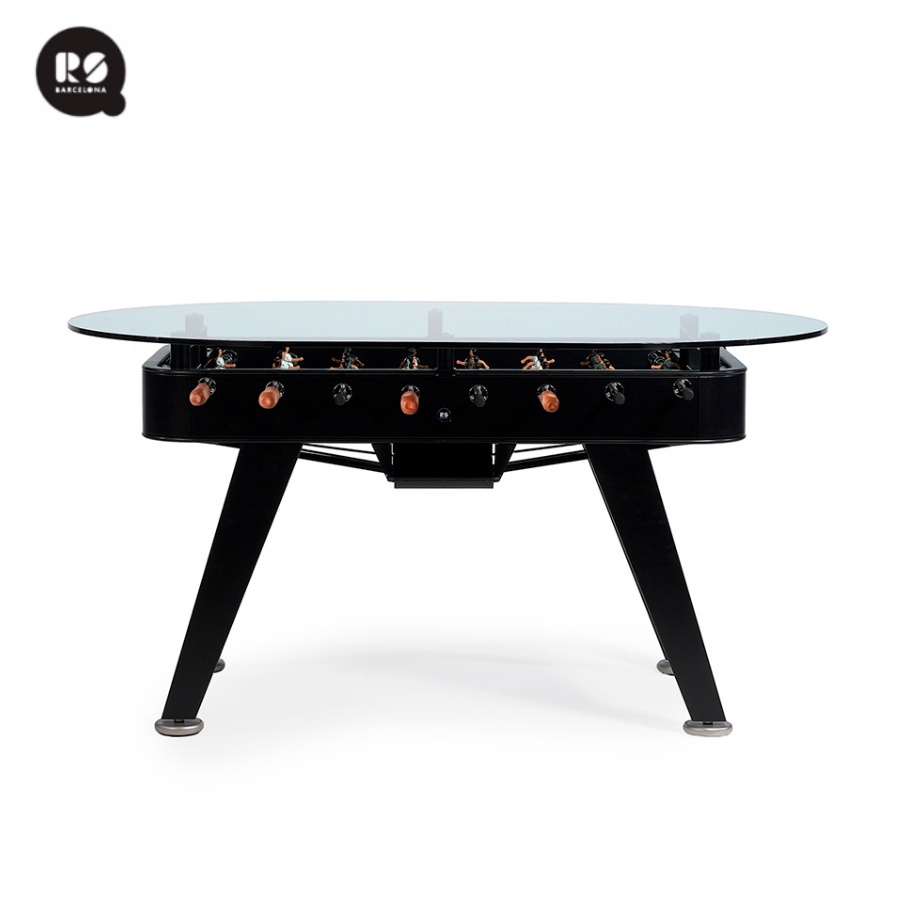 RS Barcelona RS2 โต๊ะโกล์ โต๊ะฟุตบอล มีกระจกปิดด้านบน สีดำ Dining Foosball Table Black