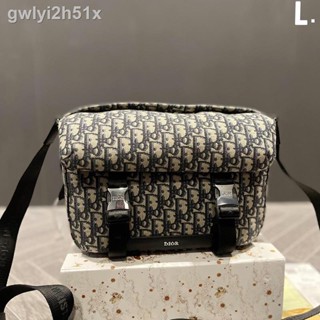 ﹍Dior (with Box)  EXPLORER Messenger Bag Beige and Black Print Mens Stylish Temperament Camp Messenger Bag