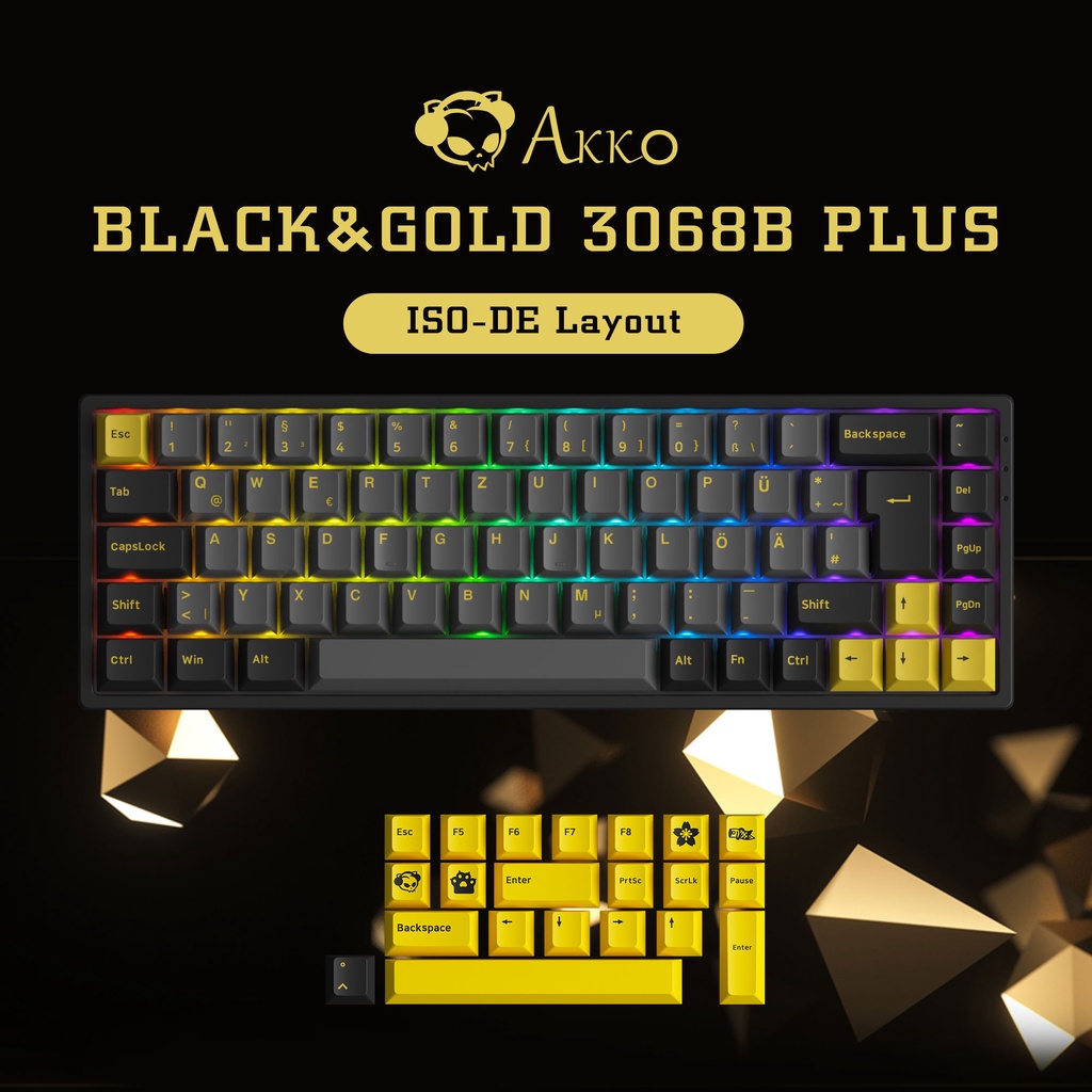 Akko 3068B Plus Black & Gold ISO De/uk/nordic Layout RGB Hot-Swap ...