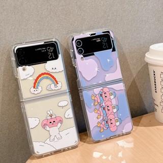 【ปลาดาวเด็ก】เคสโทรศัพท์มือถืออะคริลิคใส พับได้ กันหล่น สร้างสรรค์ สําหรับ Samsung Galaxy Z Flip3 Zflip4