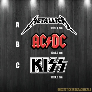 สติกเกอร์วงดนตรีMetal Rock (AC/DC,KISS,Metallica) ติดรถยนต์ มอเตอร์ไซค์ กีต้าร์ เครื่องดนตรี