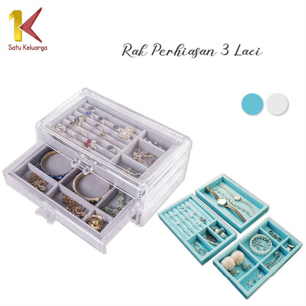 One Family 3 ลิ้นชักชั้นวางเครื่องประดับกล่องเครื่องประดับ K21 อเนกประสงค์สร้อยคอแหวนสร้อยข้อมือชั้น