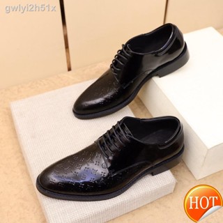 ◄✐【Free Shipping】Cowhide LV shoes for men Embossed fashion shoes Lace-up dress shoes Leather business shoes Black formal