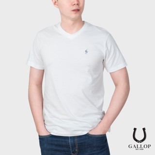 GALLOP : เสื้อยืดคอวี BASIC Tees (V-necked) รุ่น GBT9001 สีขาว