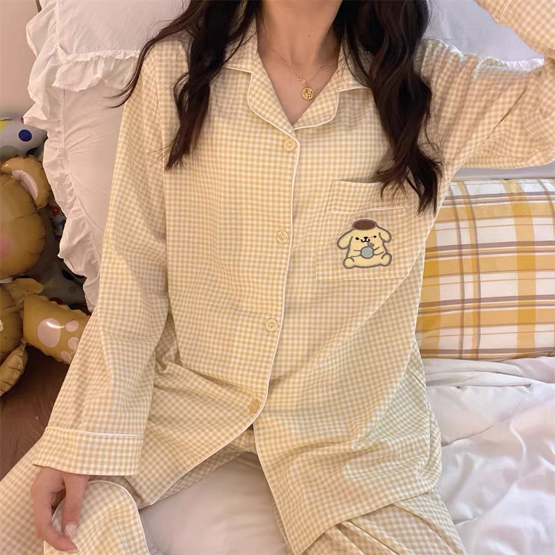 ชุดนอนผ้าฝ้ายลายหมีแขนยาวขายาว Pyjamas Sets【LittleStar1】