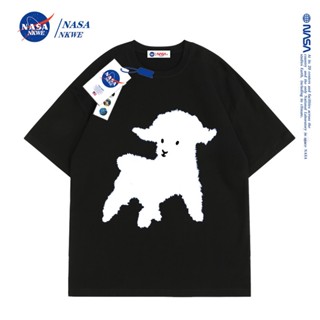 เสื้อยืดแขนสั้น พิมพ์ลาย NASA แฟชั่นคู่รัก สไตล์อเมริกัน สําหรับผู้ชายเสื้อยืด _49