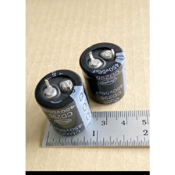 (แพ็ค1ตัว) C 56UF 450V คาปาซิเตอร์ 56UF 450VDC ขาเขี้ยว ขนาด22x25mm C56UF450V C 56UF450V C56UF 450V 