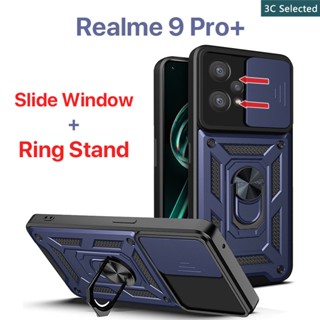 เคส Realme 9 Pro+ Realme 10 Realme 5 9i Pro 5G 4G หน้าต่างบานเลื่อน การป้องกันกล้อง ขาตั้งแหวนโลหะ เคสแข็ง เคส Realme 9 Pro+ เคส Realme 9 เคส Realme 9i เคส Realme 9 Pro เคส Realme 10 เคส Realme 5 เคส