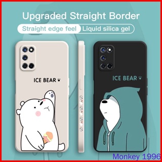 เคส OPPO A92 เคส OPPO A52 เคสoppo a52 เคสโทรศัพท์มือถือ ขอบตรง ลายหมี ICE แฟชั่น สําหรับ