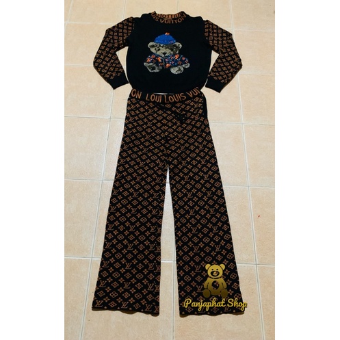 ชุดเซ็ท 2 ชิ้น LV ผ้าไหมพรมนุ่ม ทอลายแบรนด์ งานเกรดไฮเอน