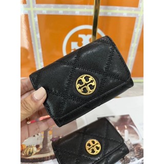 🖤🖤✨พร้อมส่ง Tory Burch Willa Card Case    กระเป๋าใส่บัตรรุ่น Willa สีดำ ใส่บัตรใส่แบงค์ได้แบบพับ✨🖤🖤