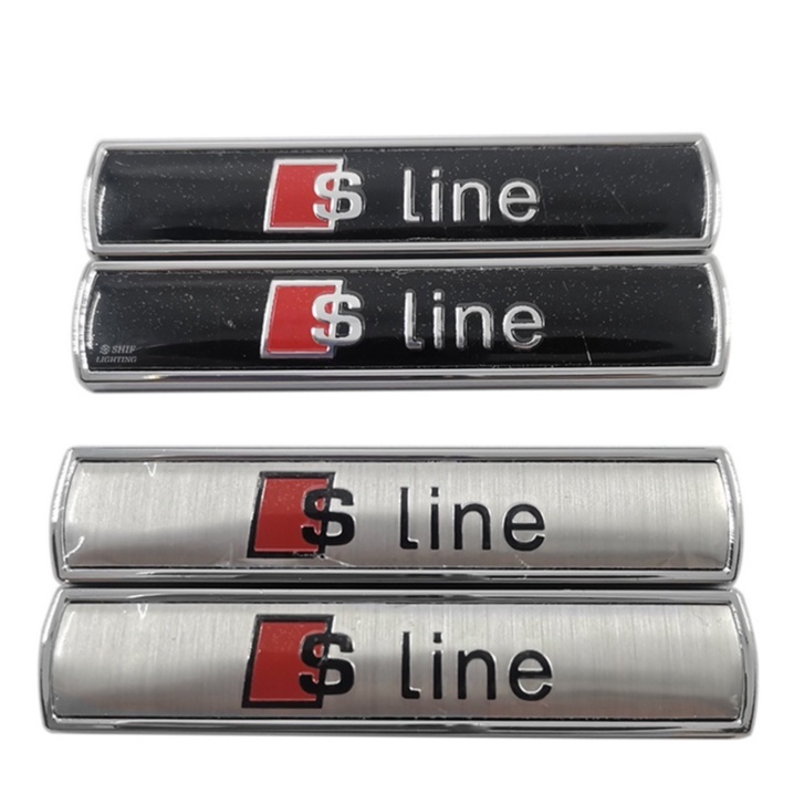 2 X โลหะ SLINE S Line โลโก้รถด้านข้าง Fender ตกแต่งป้ายสัญลักษณ์สติกเกอร์รูปลอกสําหรับ AUDI SLINE