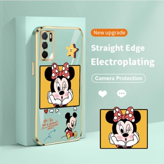 เคสโทรศัพท์มือถือ ซิลิโคน TPU นิ่ม กรอบสี่เหลี่ยม ป้องกันเลนส์ ลาย Kiss Mickey สําหรับ OPPO A16 A16s A54s