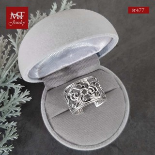 MT แหวนเงินแท้ รูปดอกไม้ งานรมดำ ดีไซน์ย้อนยุค ไซส์ : 52, 55, 57 Solid 925 Sterling Silver Ring (sr477) MT Jewelry มณีธารา