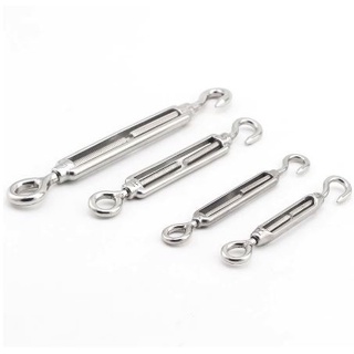 1ชิ้น เกลียวเร่งสแตนเลส 304 ขนาด 6/10/12 มม.Stainless Steel 304 Hook &amp; Eye Turnbuckle Wire Rope Tension  ใช้สำหรับงานดึง