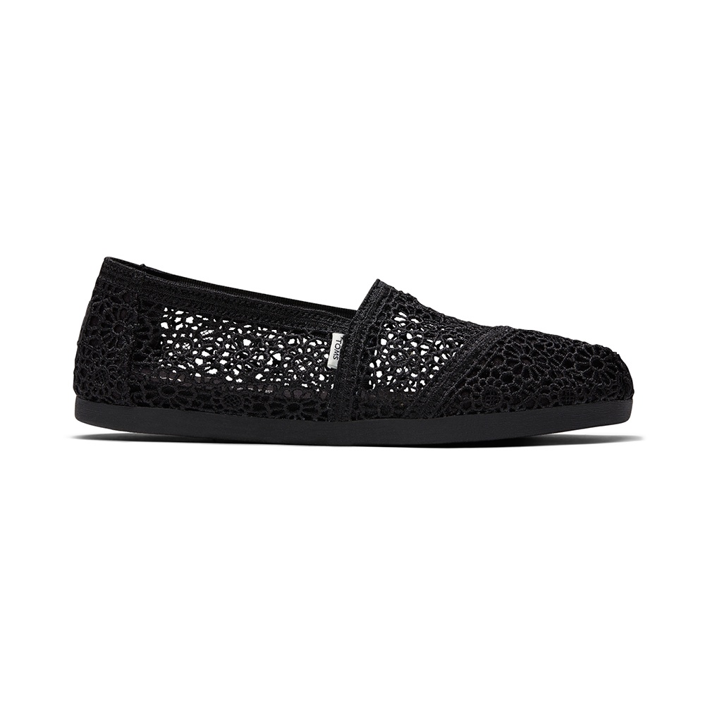 TOMS รองเท้าลำลองผู้หญิง สลิปออน รุ่น Alpargata Black Moroccan Crochet (CG) รองเท้าลิขสิทธิ์แท้