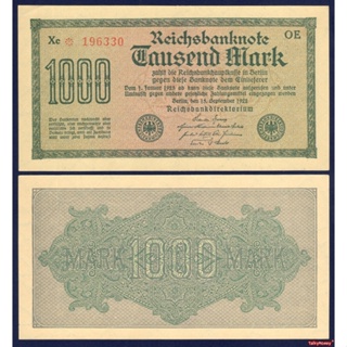 ธนบัตรประเทศ เยอรมัน GERMANY สมัยสงครามโลก ราคา 1,000 มาร์ก ปี 1922 ของแท้ P-76B สภาพใหม่ สำหรับสะสม