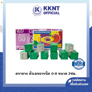 💙KKNT | ตรายาง ตัวเลขอารบิค 0-9 IQ+ ขนาด 2ซม. ด้ามสีเขียวพลาสติก ทรงสีเหลี่ยม (ราคา/กล่อง)