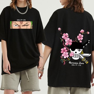 One Piece Red เสื้อยืด Japanese Anime One Piece Roronoa Zoro T Shirt Men Harajuku Manga Graphic Tees_11